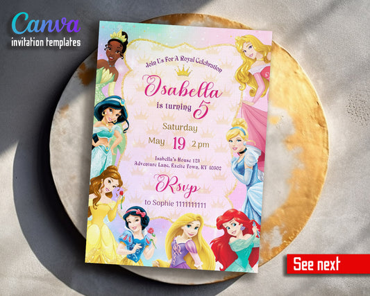 Disney Princess  customizable invitation template | Share or Print | girl | MM107