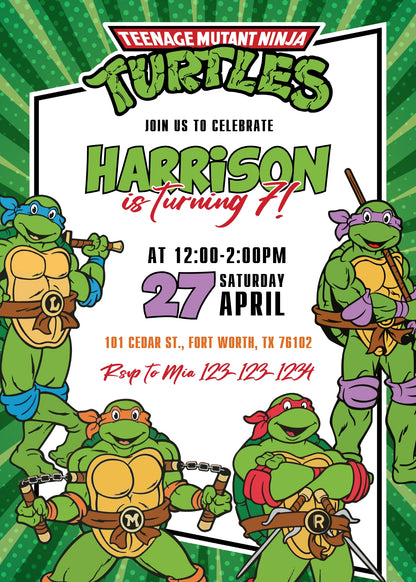 Teenage Mutant Ninja Turtles  customizable invitation template | Share or Print | boy | CL114