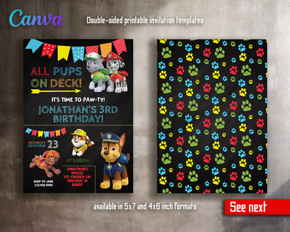 PAW Patrol customizable invitation template | Share or Print | | VR047