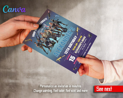 Fortnite gamer customizable invitation template | Share or Print | boy | OV601