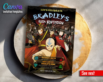 Avatar The Last Airbender  customizable invitation template | Share or Print |  | CD547