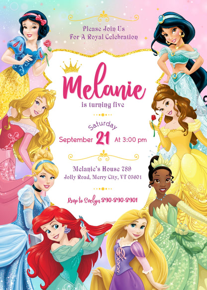 Disney Princess  customizable invitation template | Share or Print | girl | BF945