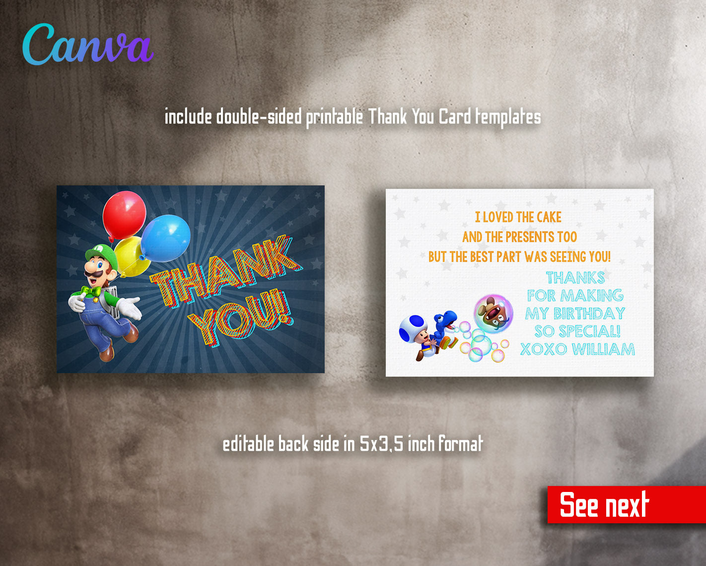 Super Mario Bros  customizable invitation template | Share or Print |  | WD739