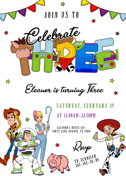 Toy Story Woody  customizable invitation template | Share or Print |  | XH622