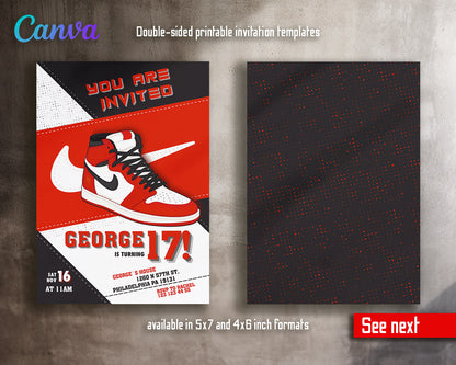 Sneaker Ball Air Jordan Nike customizable invitation template | Share or Print |  | TJ787