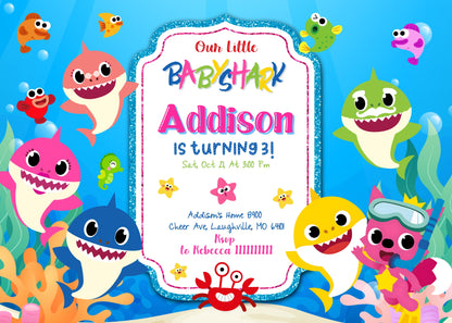 Baby Shark  customizable invitation template | Share or Print |  | CB529