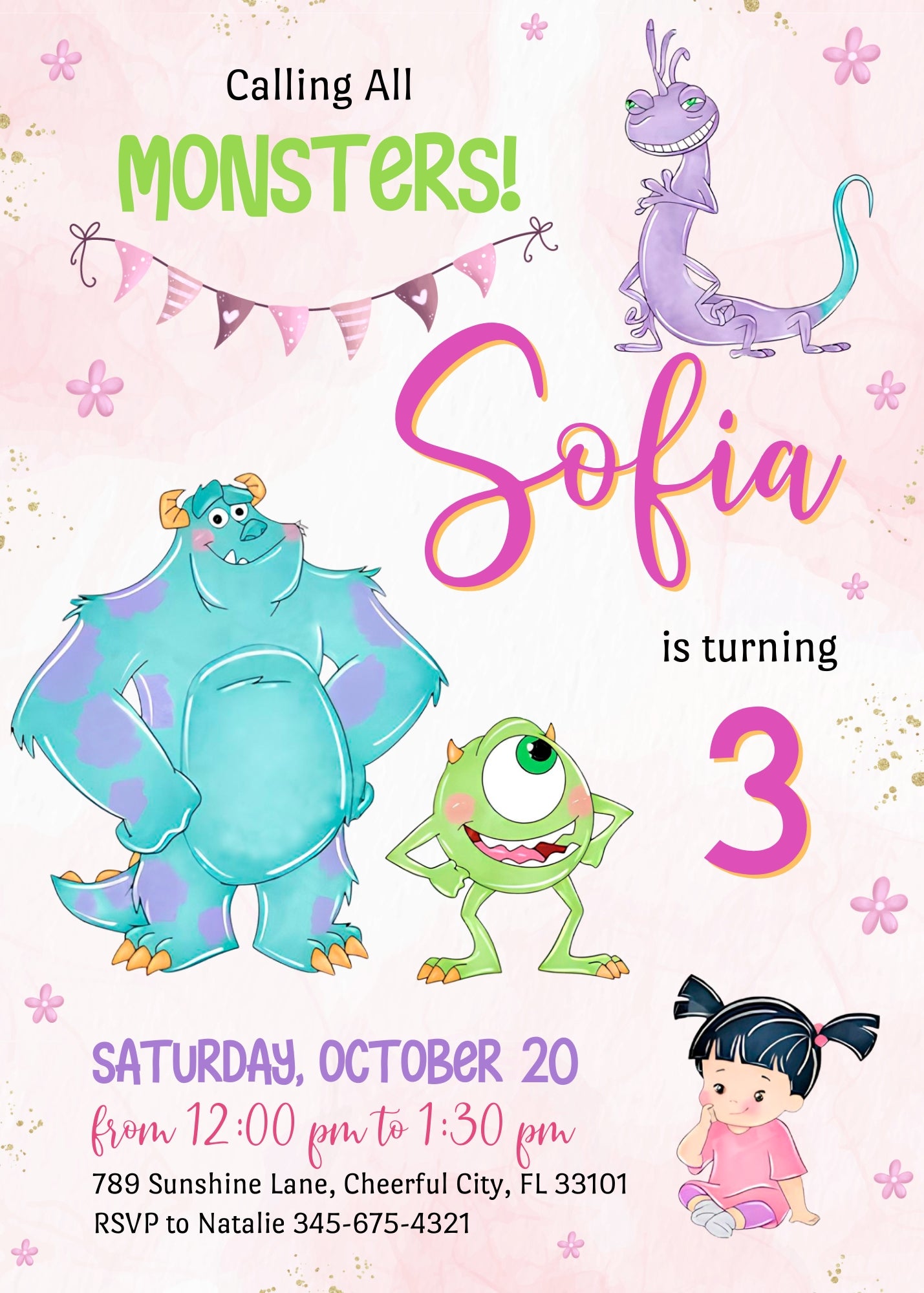 Monsters, Inc. customizable invitation template | Share or Print |  | HD161