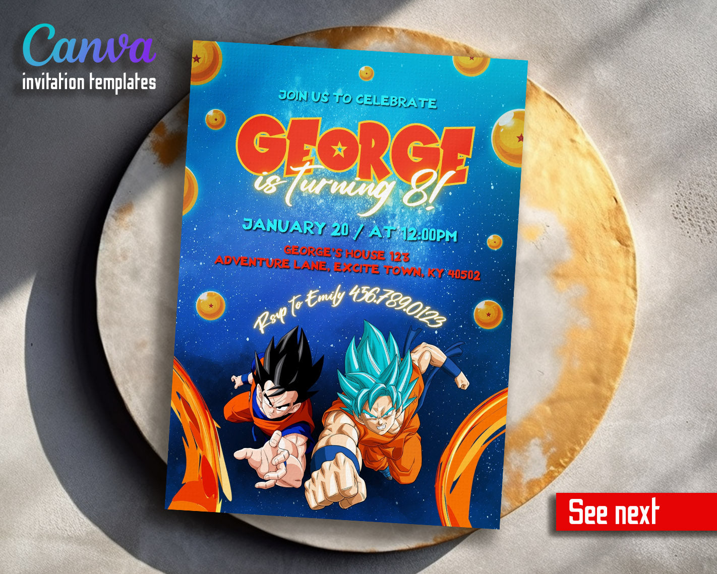 Dragon Ball Z Anime  customizable invitation template | Share or Print | boy | AY271