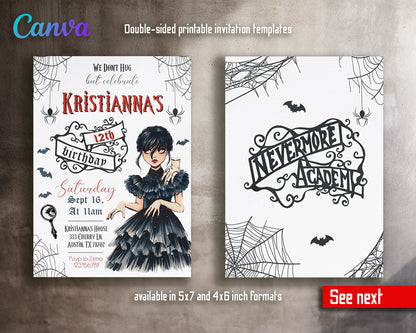 Wednesday Addams customizable invitation template | Share or Print | girl | YP164