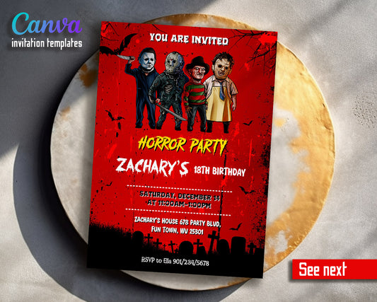 Horror Killer Movie Party  customizable invitation template | Share or Print |  | GI479