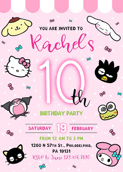 Hello Kitty Sanrio customizable invitation template | Share or Print | | TS190