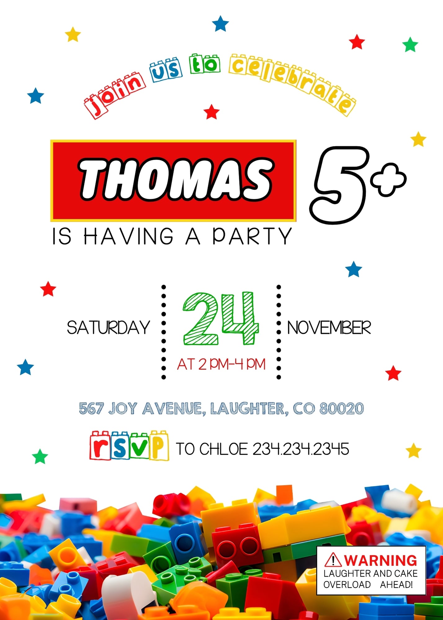 Lego  customizable invitation template | Share or Print |  | OG174