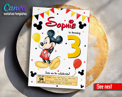 Mickey Mouse Clubhouse customizable invitation template | Share or Print |  | XF393