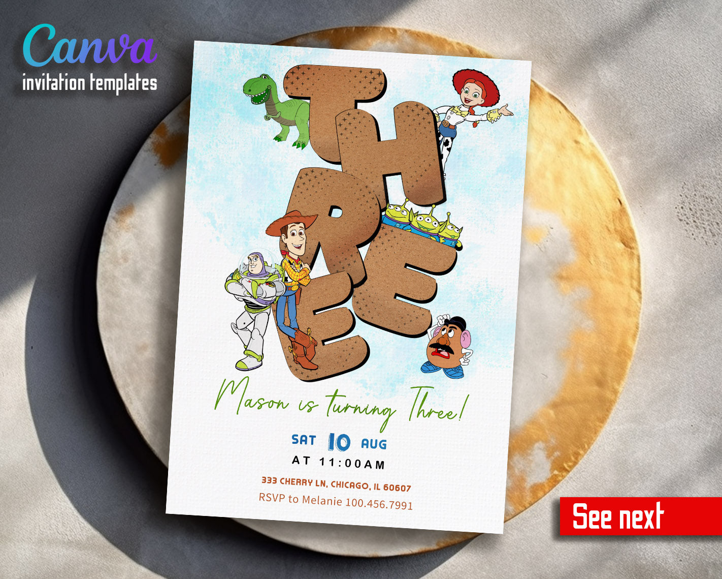 Toy Story Woody  customizable invitation template | Share or Print |  | IS499