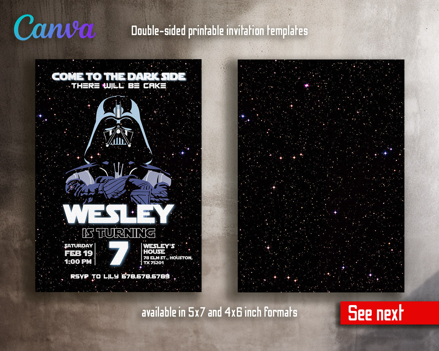 Star Wars Darth Vader  customizable invitation template | Share or Print | boy | MJ851