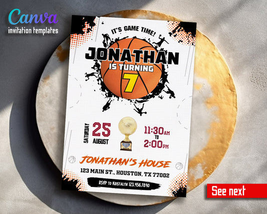 Basketball NBA Slam Dunk  customizable invitation template | Share or Print | boy | HT630