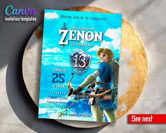 Legend of Zelda  customizable invitation template | Share or Print |  | RN676