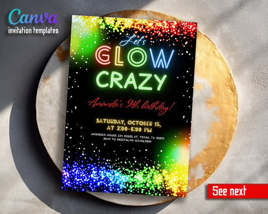 Lets Glow Crazy  customizable invitation template | Share or Print |  | OZ785