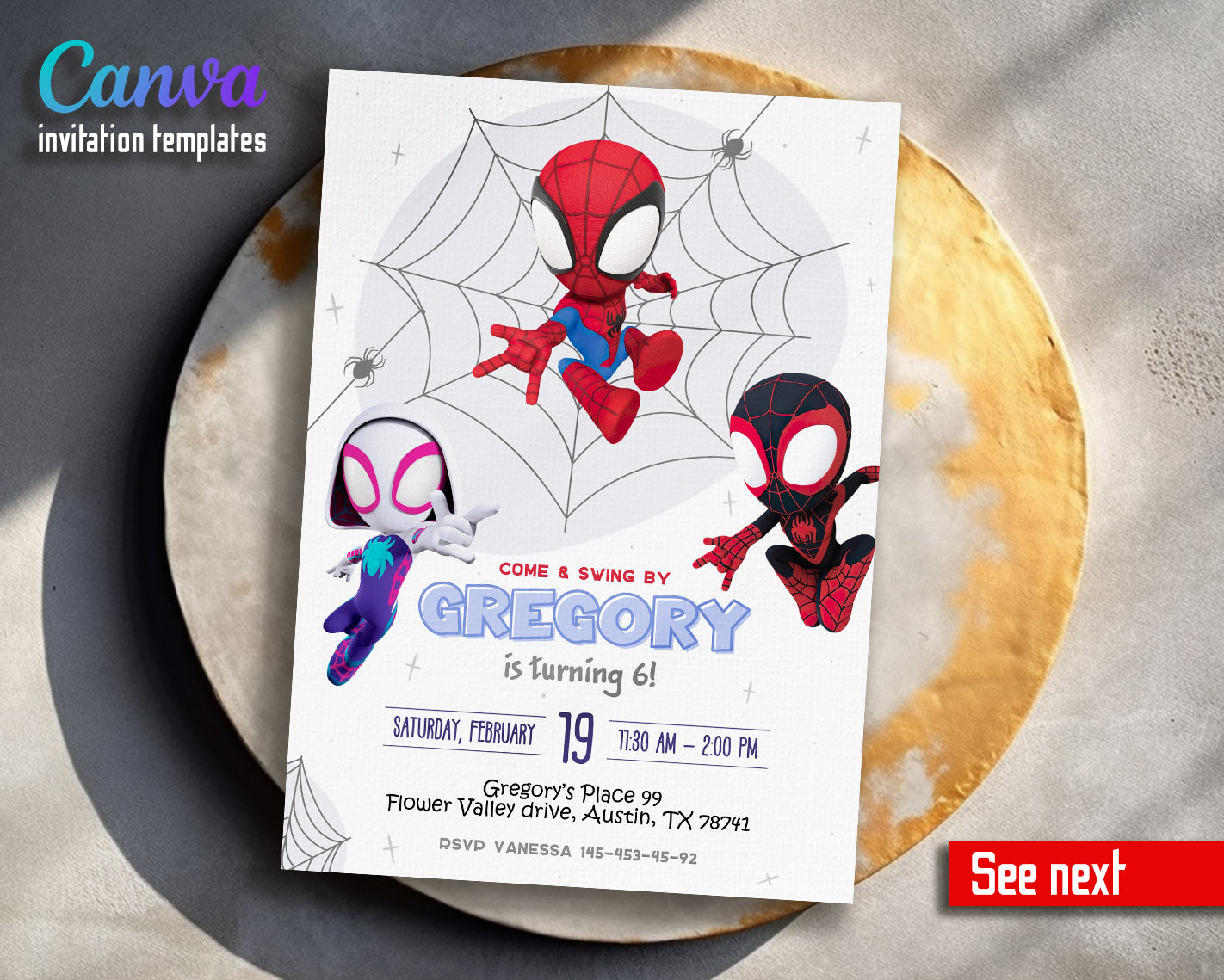 Spidey and His Amazing Friends customizable invitation template | Share or Print | boy | QD433