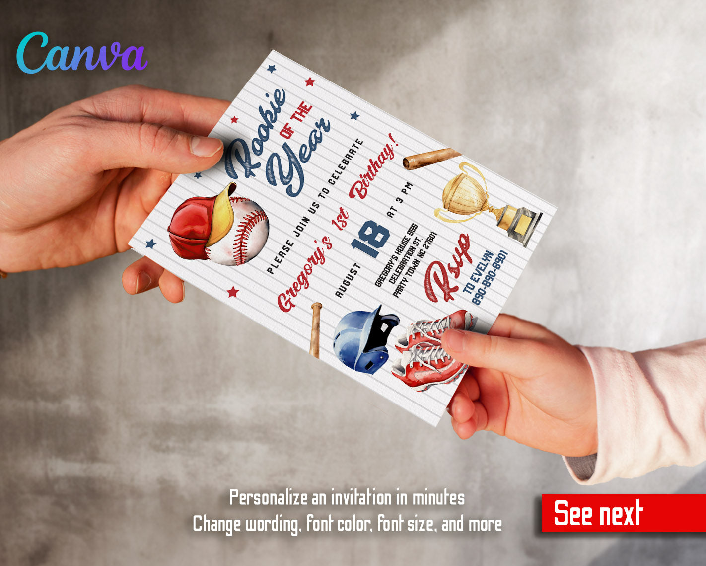 Baseball MLB Sport customizable invitation template | Share or Print | boy | CX705