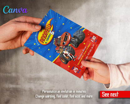 Blaze Monster Machines Trucks  customizable invitation template | Share or Print | boy | PV094