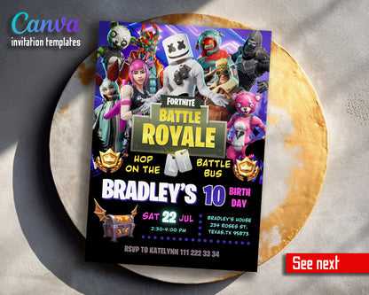 Fortnite gamer customizable invitation template | Share or Print | boy | GU937