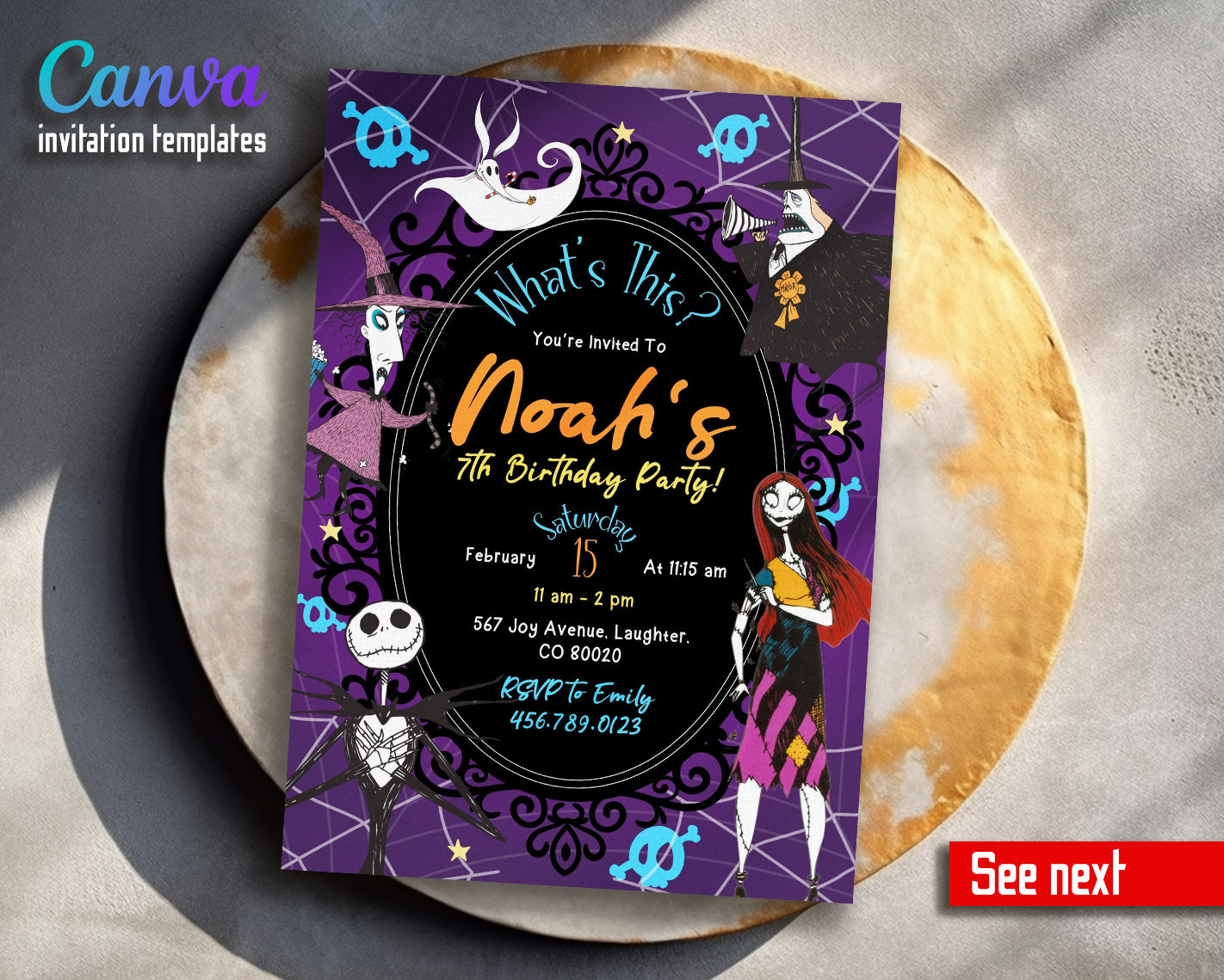 The Nightmare Before Christmas Halloween customizable invitation template | Share or Print |  | HS966