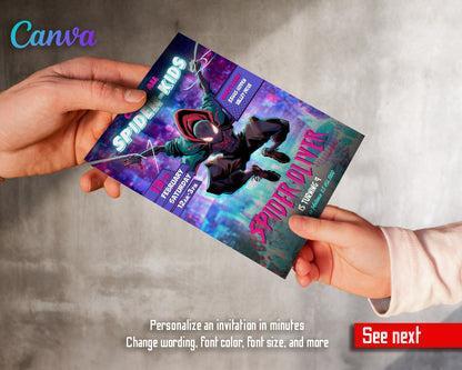 Spider Man Across the Spider-Verse customizable invitation template | Share or Print | boy | NA349