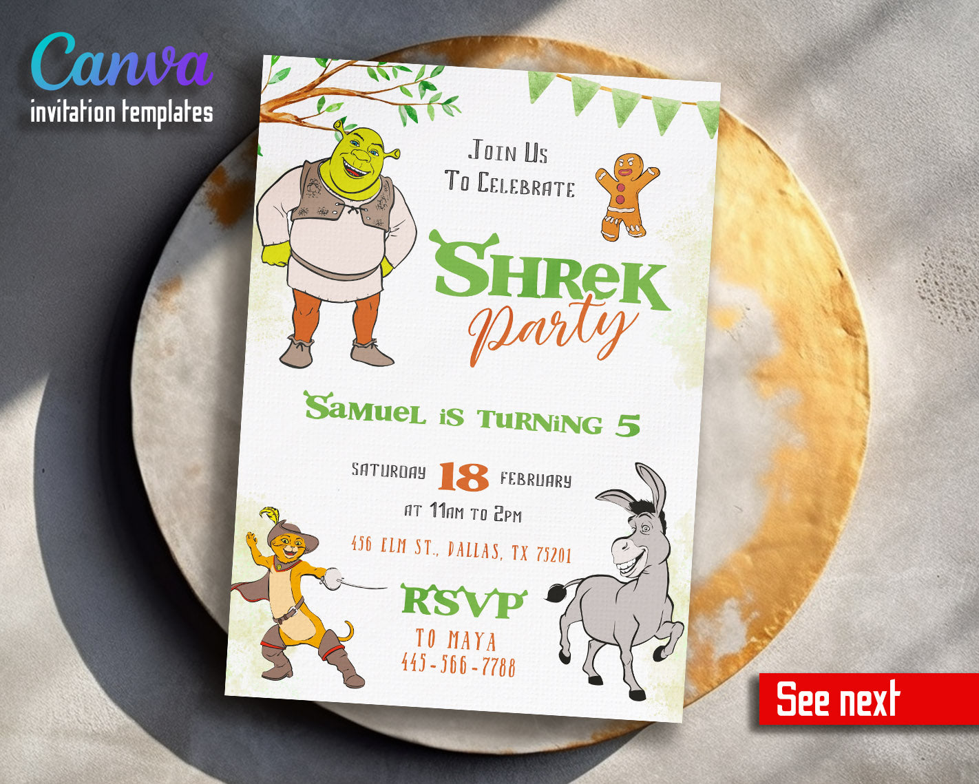 Shrek  customizable invitation template | Share or Print |  | GD051