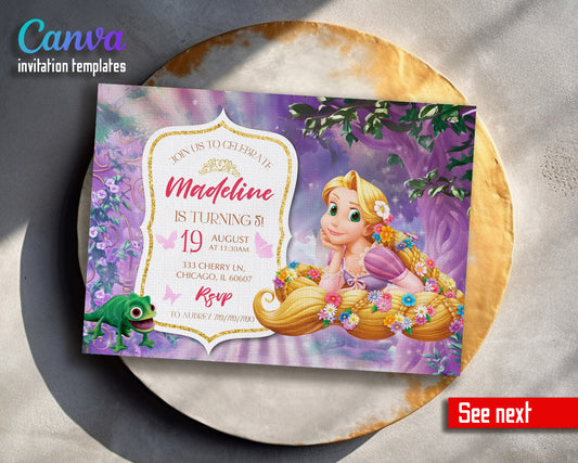 Rapunzel Princess Tangled customizable invitation template | Share or Print | girl | SC132