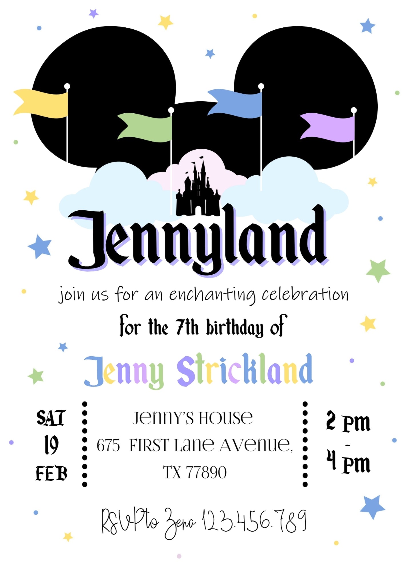 Disneyland  customizable invitation template | Share or Print | girl | FP349