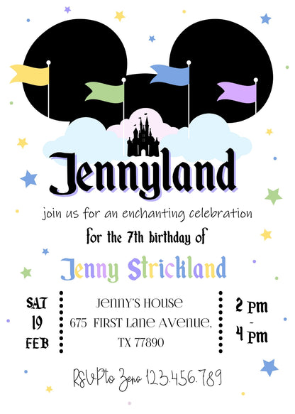 Disneyland  customizable invitation template | Share or Print | girl | FP349