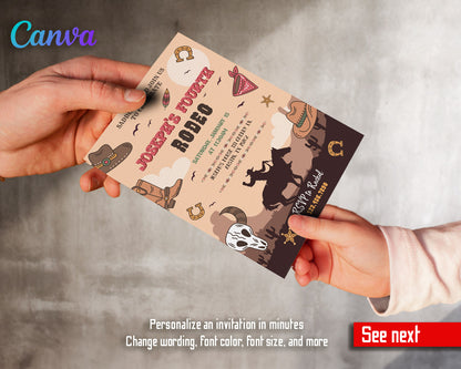 Cowboy Rodeo customizable invitation template | Share or Print | boy | UK727