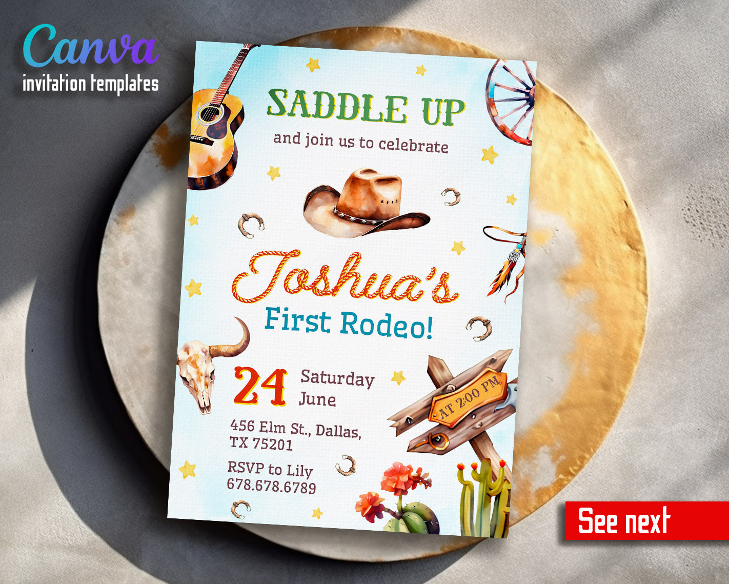 Cowboy Rodeo customizable invitation template | Share or Print | boy | WO545