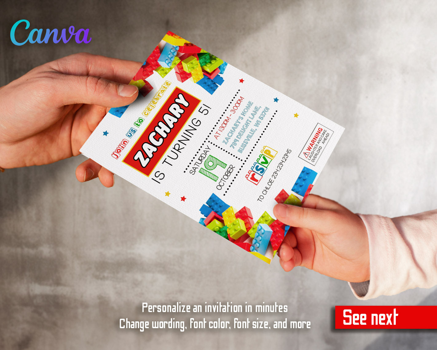 Lego customizable invitation template | Share or Print |  | PV651