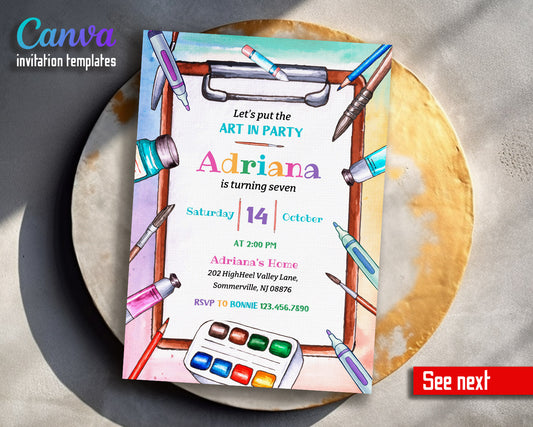 Art Party customizable invitation template | Share or Print | girl | WO926