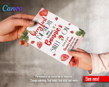 Berry First Birthday customizable invitation template | Share or Print | girl | UY400