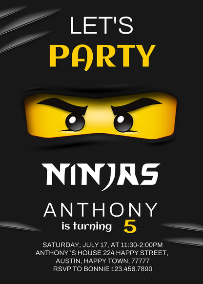 Ninjago customizable invite template boy | instant download | Share or Print | XY530