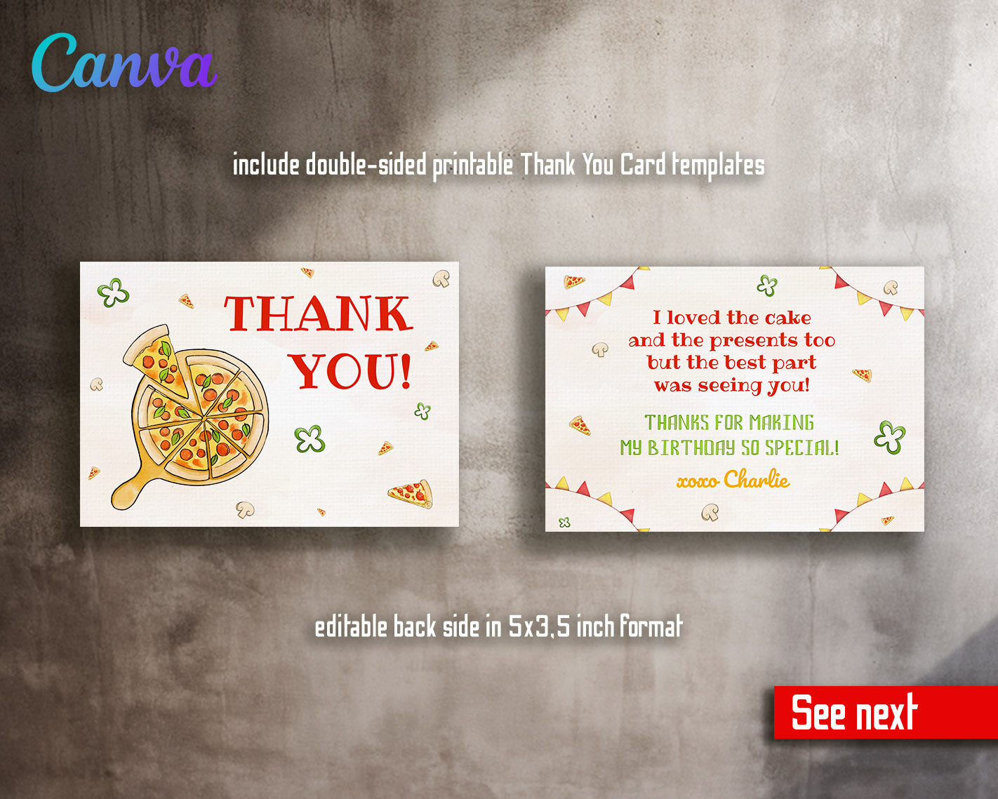 Pizza 1st Party customizable invitation template | Share or Print |  | DS238