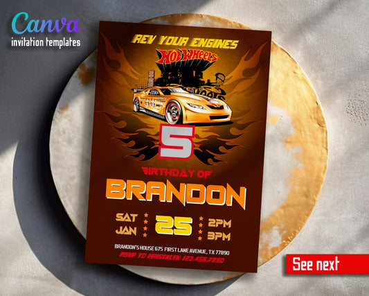 Hot Wheels Racing  customizable invitation template | Share or Print | boy | RE966