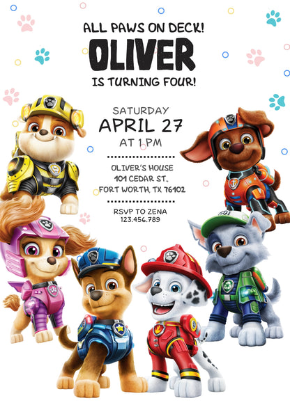 PAW Patrol customizable invitation template | Share or Print | | NU783