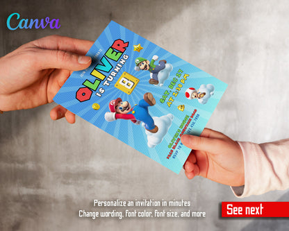 Super Mario Bros  customizable invitation template | Share or Print |  | TH806