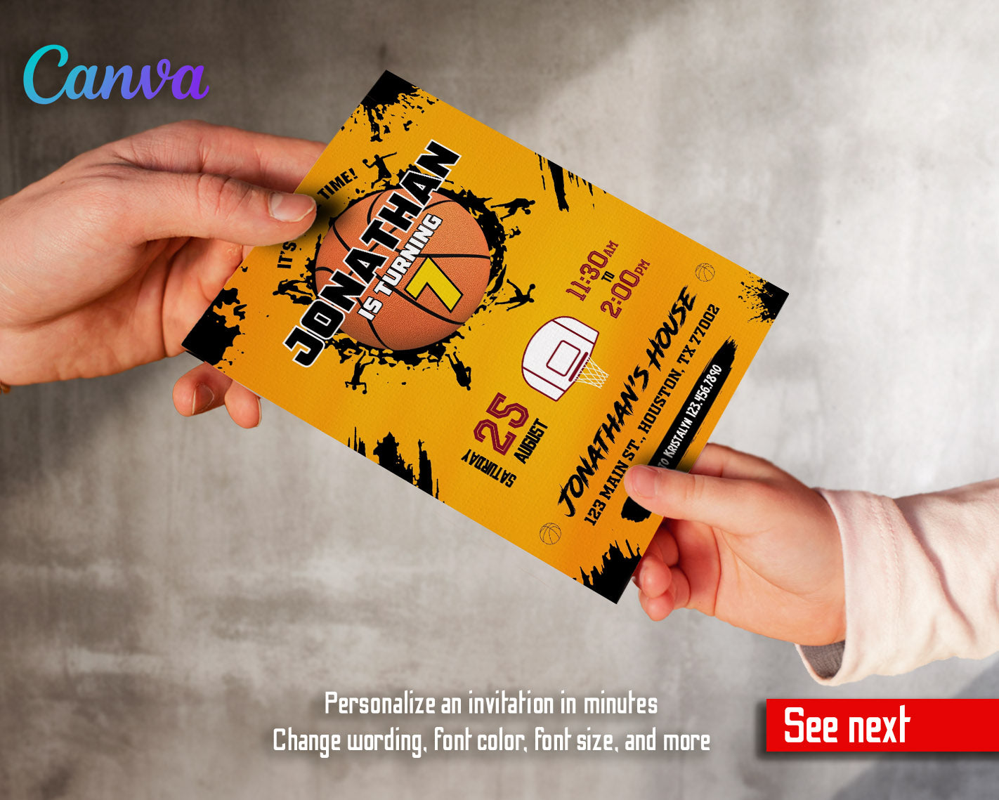 Basketball NBA Slam Dunk  customizable invitation template | Share or Print | boy | CE681