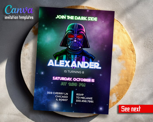 Star Wars Darth Vader  customizable invitation template | Share or Print | boy | SZ212