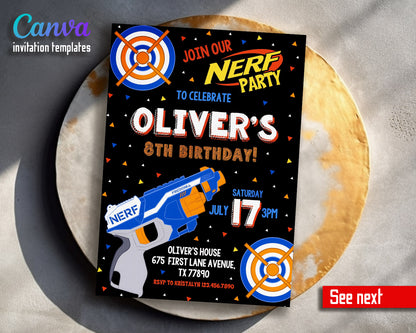 NERF Dart Wars  customizable invitation template | Share or Print | boy | LP910