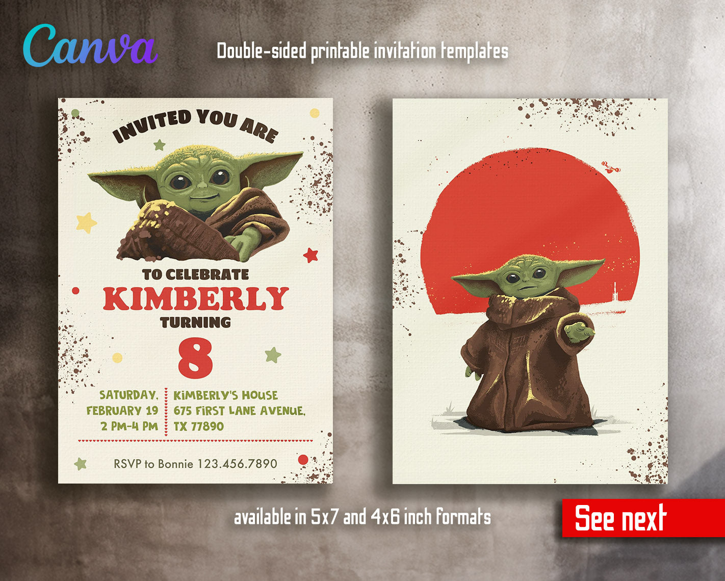 Baby Yoda Grogu Star Wars Mandalorian  customizable invitation template | Share or Print | boy | LE104