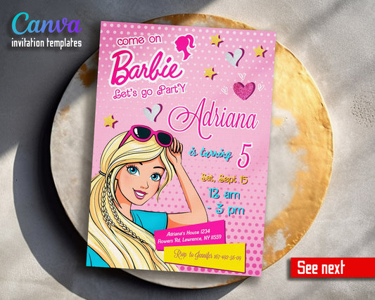 Barbie Pink  customizable invitation template | Share or Print | girl | RP956