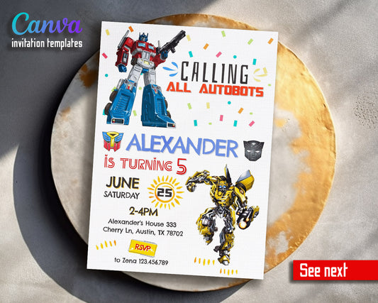 Transformers Rescue Bots  customizable invitation template | Share or Print | boy | DJ558