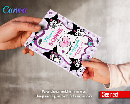 Kuromi Hello Kitty Sanrio customizable invitation template | Share or Print | | QR203