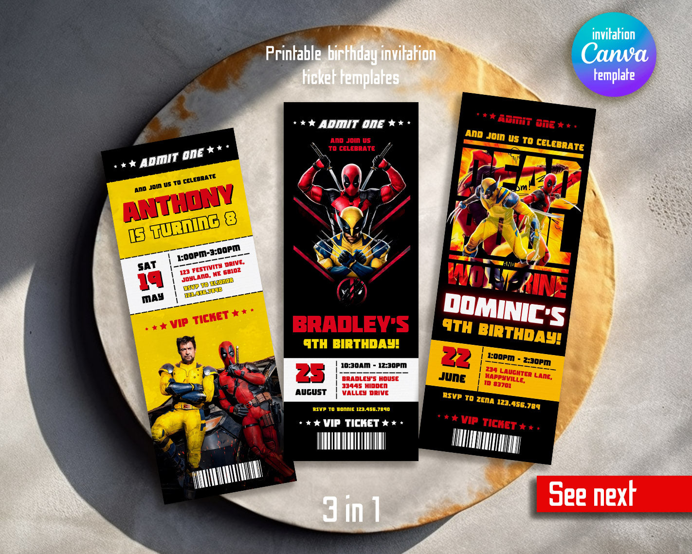 Deadpool Wolverine Marvel customizable invitation template | Share or Print | boy | IH032